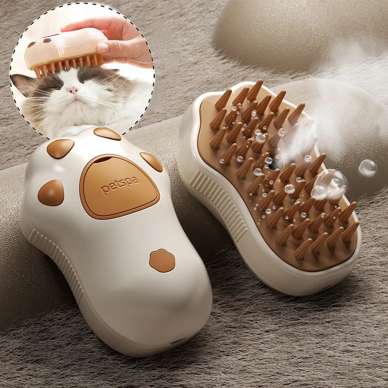 Brosse pour animaux de compagnie 3 en 1, brosse à vapeur pour chat